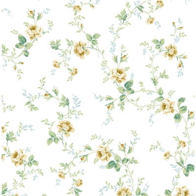 Meadow Floral Trail Wheatfield & Sage Wallpaper